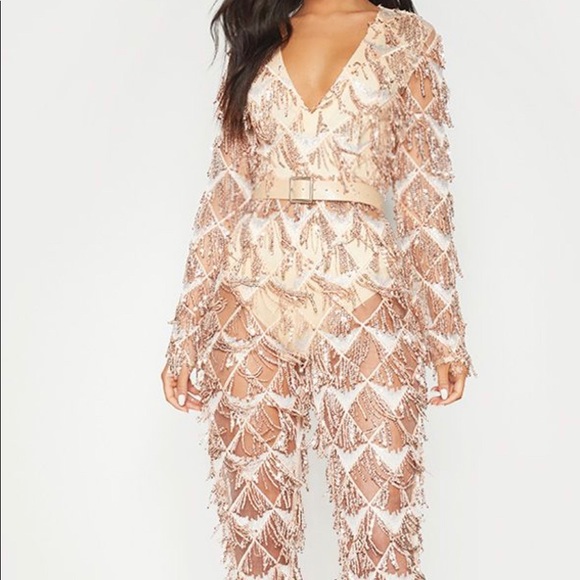 sequin jumpsuit pretty little thing